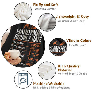 Handyman Hourly Rate Throw Blanket Handyman Gifts Contractor Coworker Gift