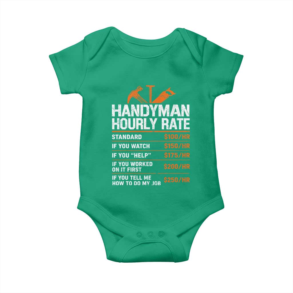 Handyman Hourly Rate Baby Onesie Handyman Gifts Contractor Coworker Gift
