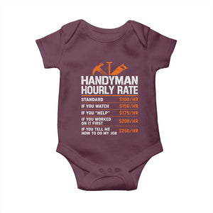 Handyman Hourly Rate Baby Onesie Handyman Gifts Contractor Coworker Gift
