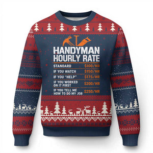Handyman Hourly Rate Ugly Christmas Sweater Handyman Gifts Contractor Coworker Gift