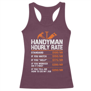 Handyman Hourly Rate Racerback Tank Top Handyman Gifts Contractor Coworker Gift
