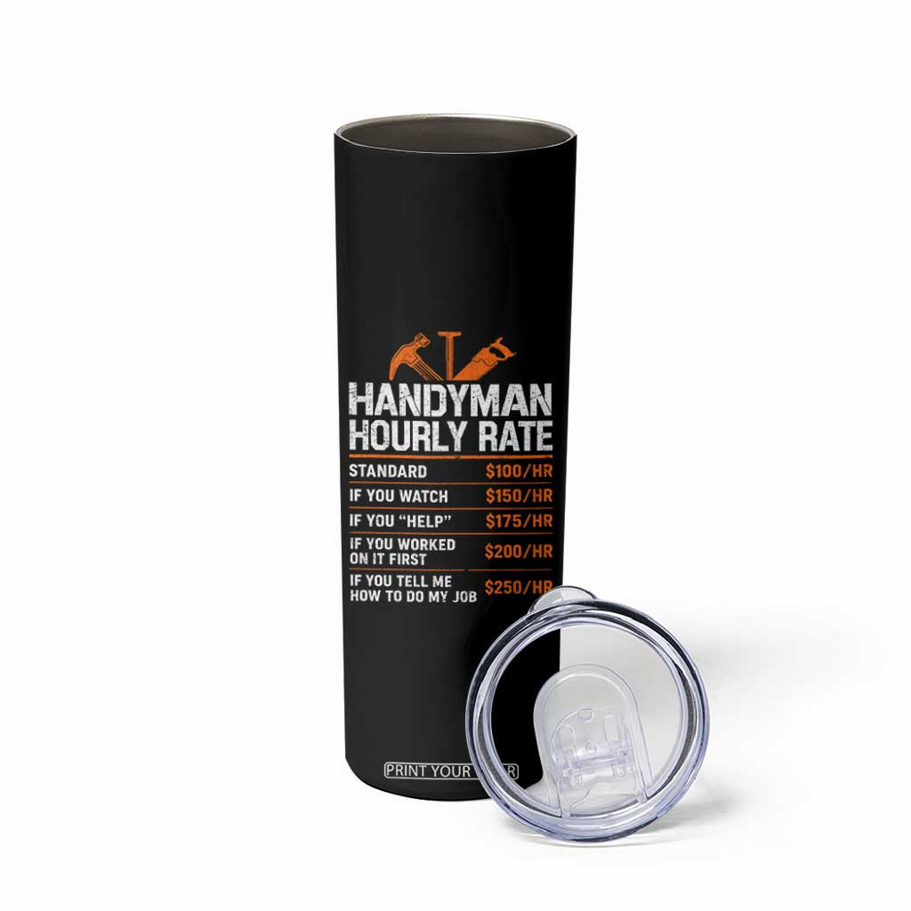 Handyman Hourly Rate Skinny Tumbler Handyman Gifts Contractor Coworker Gift
