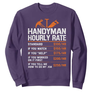 Handyman Hourly Rate Sweatshirt Handyman Gifts Contractor Coworker Gift