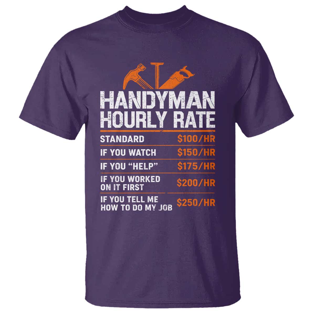 Handyman Hourly Rate T Shirt Handyman Gifts Contractor Coworker Gift