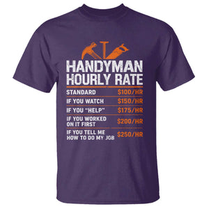 Handyman Hourly Rate T Shirt Handyman Gifts Contractor Coworker Gift