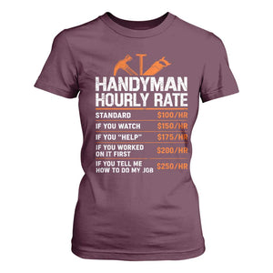 Handyman Hourly Rate T Shirt For Women Handyman Gifts Contractor Coworker Gift