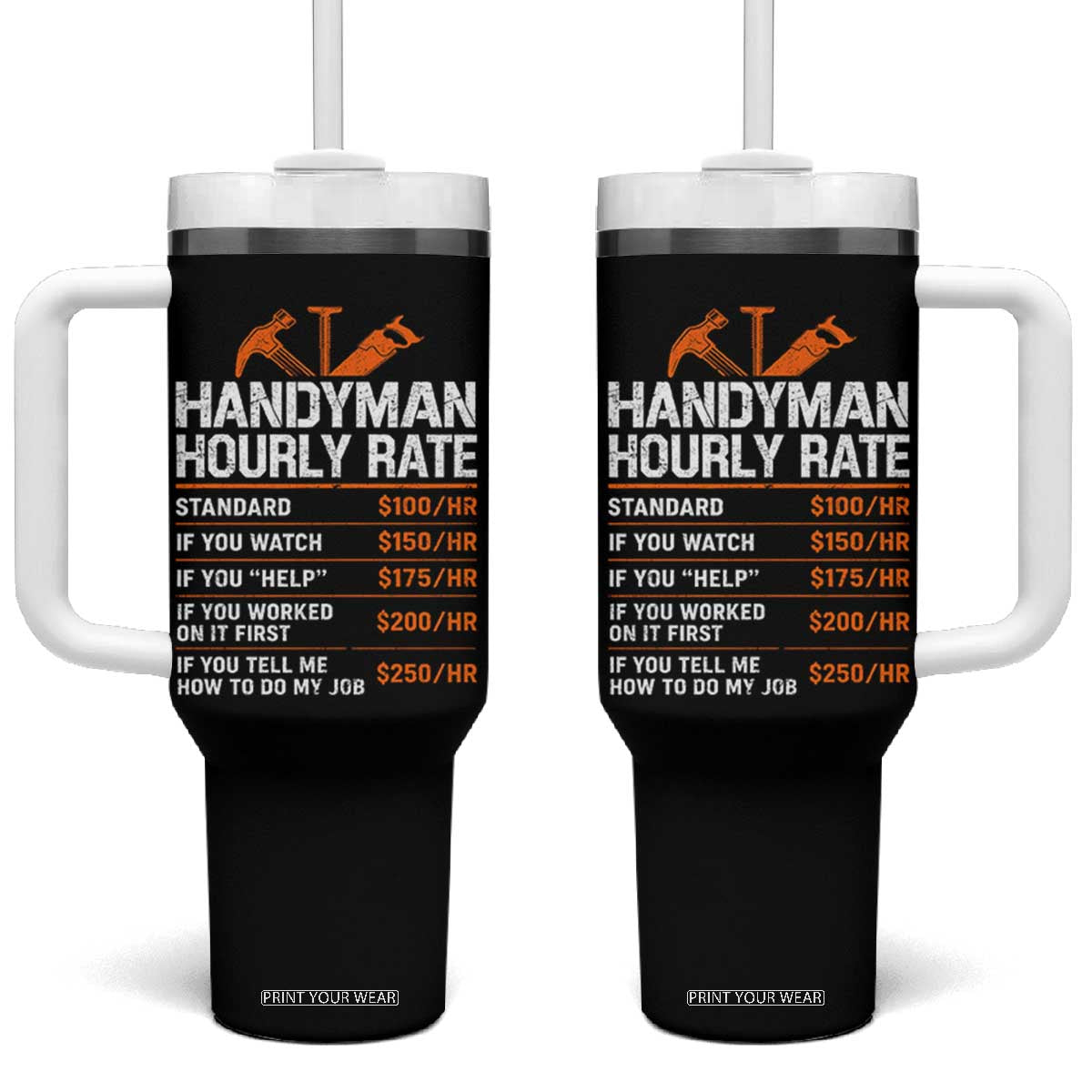 Handyman Hourly Rate Tumbler With Handle Handyman Gifts Contractor Coworker Gift
