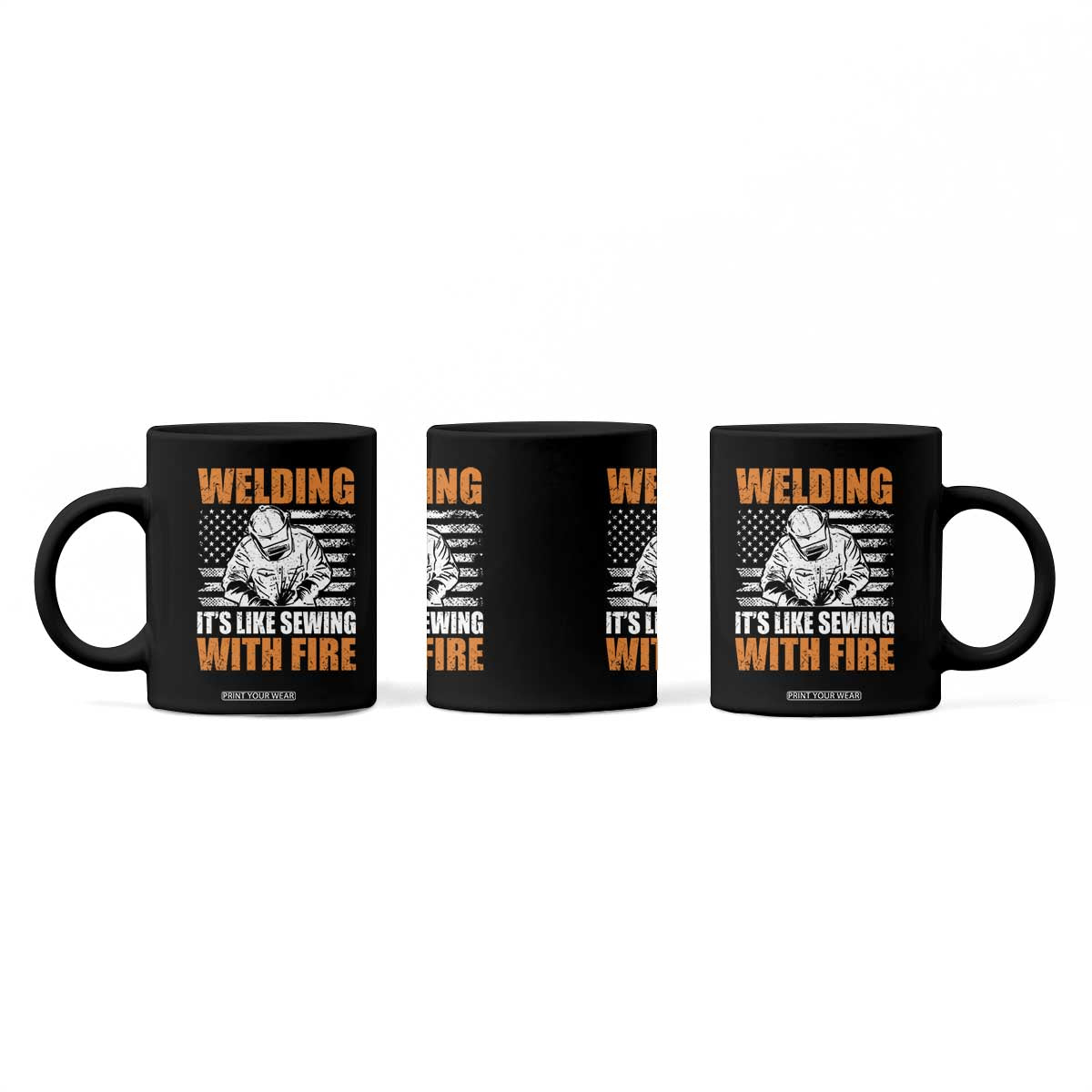 Welder Gifts for Men Coffee Mug Welding Its Like Sewing With Fire American Flag