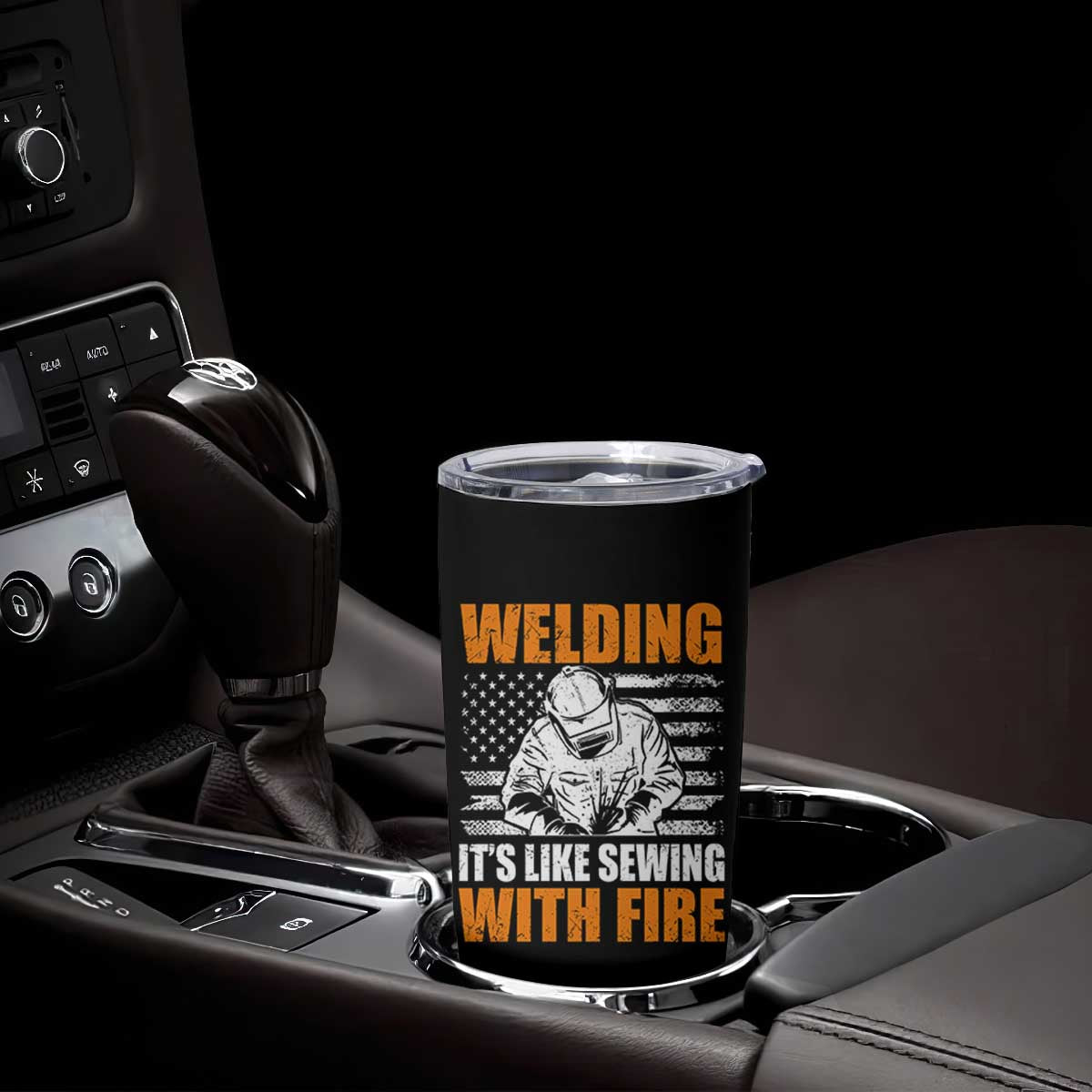 Welder Gifts for Men Tumbler Cup Welding Its Like Sewing With Fire American Flag