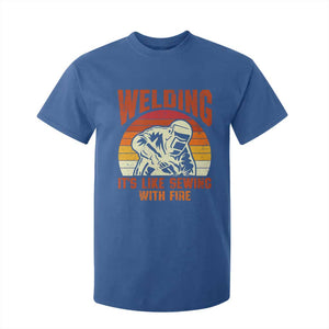 Funny Welder T Shirt For Kid Welding It's Like Sewing With Fire Retro Graphic