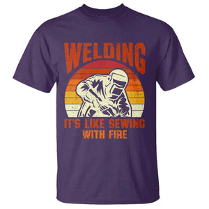 Funny Welder T Shirt Welding It's Like Sewing With Fire Retro Graphic
