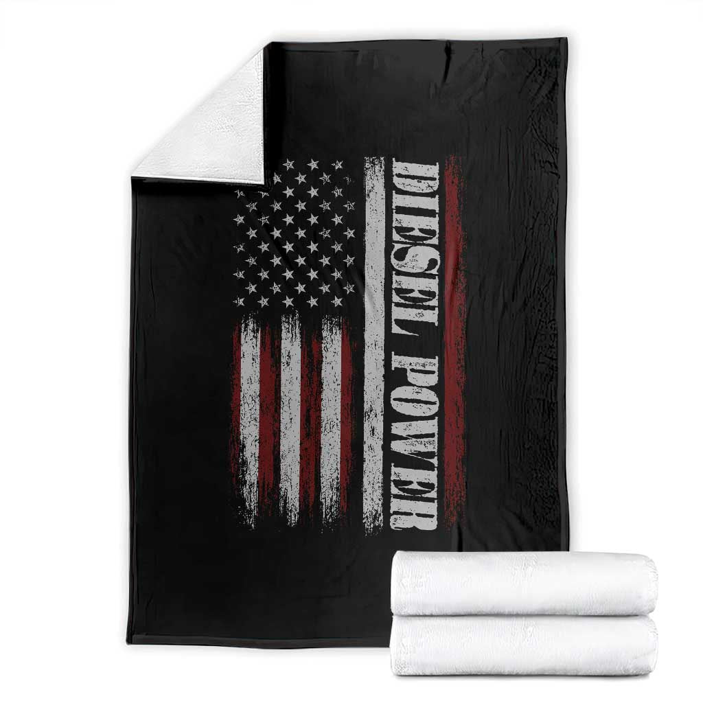Vintage Distressed Mechanic Trucker Graphic Throw Blanket Diesel Power USA Flag TS10 Black Print Your Wear
