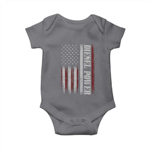 Vintage Distressed Mechanic Trucker Graphic Baby Onesie Diesel Power USA Flag