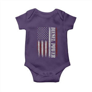 Vintage Distressed Mechanic Trucker Graphic Baby Onesie Diesel Power USA Flag