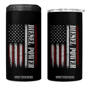 Vintage Distressed Mechanic Trucker Graphic 4 in 1 Can Cooler Tumbler Diesel Power USA Flag