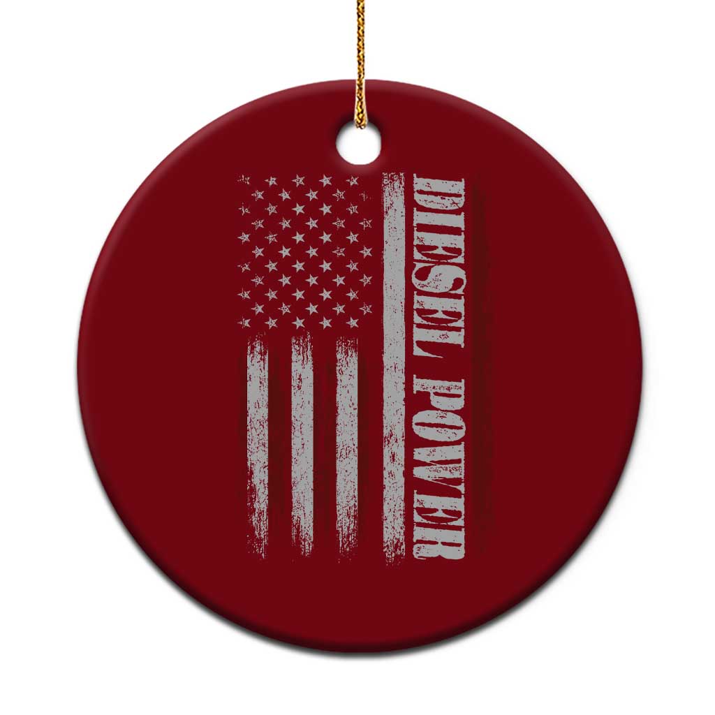 Vintage Distressed Mechanic Trucker Graphic Ceramic Ornament Diesel Power USA Flag