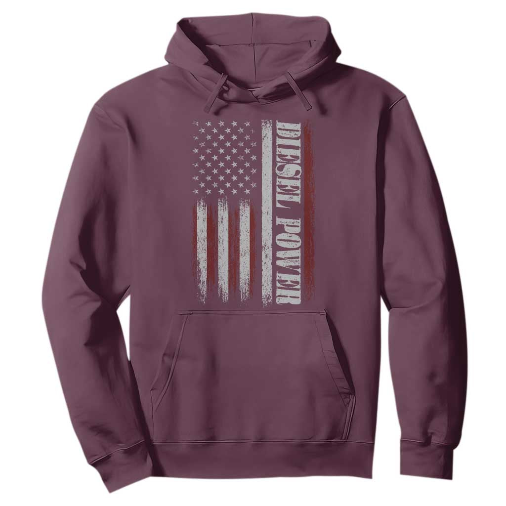 Vintage Distressed Mechanic Trucker Graphic Hoodie Diesel Power USA Flag