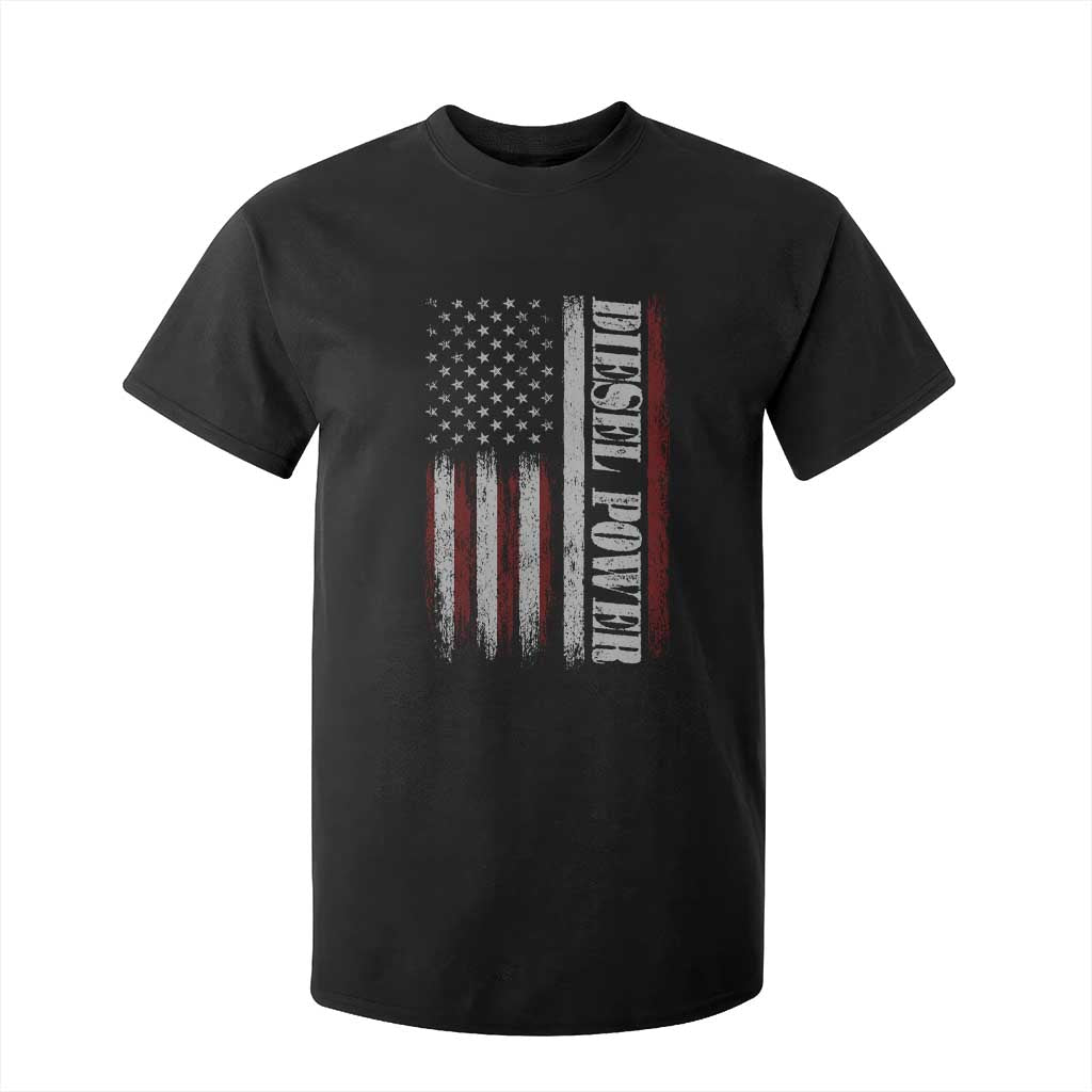 Vintage Distressed Mechanic Trucker Graphic T Shirt For Kid Diesel Power USA Flag TS10 Black Print Your Wear