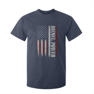 Vintage Distressed Mechanic Trucker Graphic T Shirt For Kid Diesel Power USA Flag