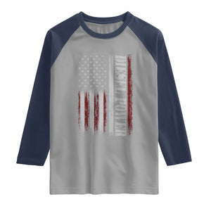 Vintage Distressed Mechanic Trucker Graphic Raglan Shirt Diesel Power USA Flag