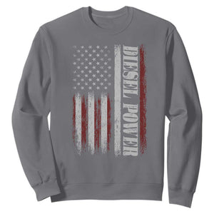 Vintage Distressed Mechanic Trucker Graphic Sweatshirt Diesel Power USA Flag