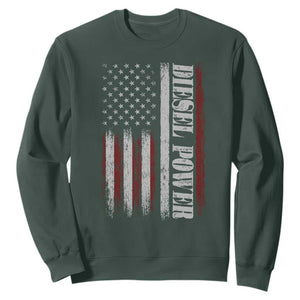 Vintage Distressed Mechanic Trucker Graphic Sweatshirt Diesel Power USA Flag