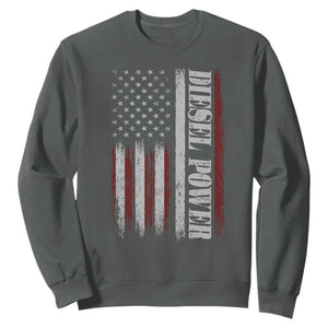 Vintage Distressed Mechanic Trucker Graphic Sweatshirt Diesel Power USA Flag