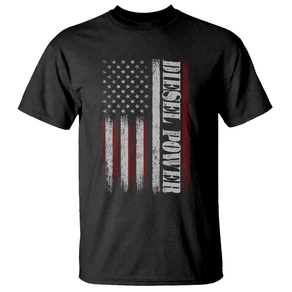 Vintage Distressed Mechanic Trucker Graphic T Shirt Diesel Power USA Flag