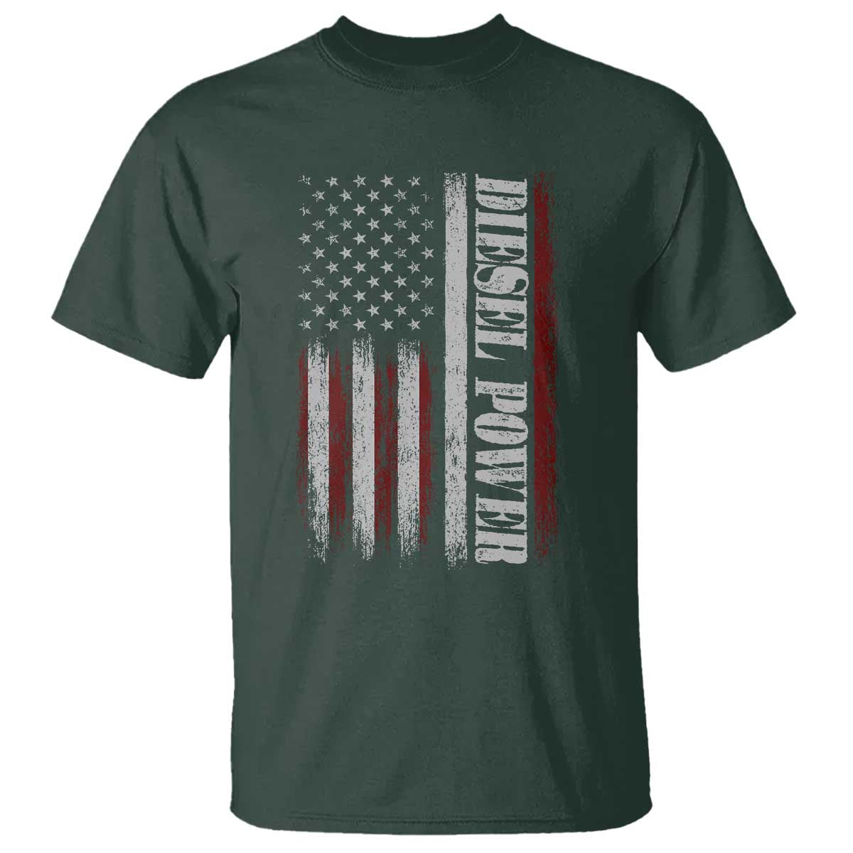 Vintage Distressed Mechanic Trucker Graphic T Shirt Diesel Power USA Flag