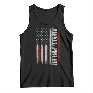 Vintage Distressed Mechanic Trucker Graphic Tank Top Diesel Power USA Flag