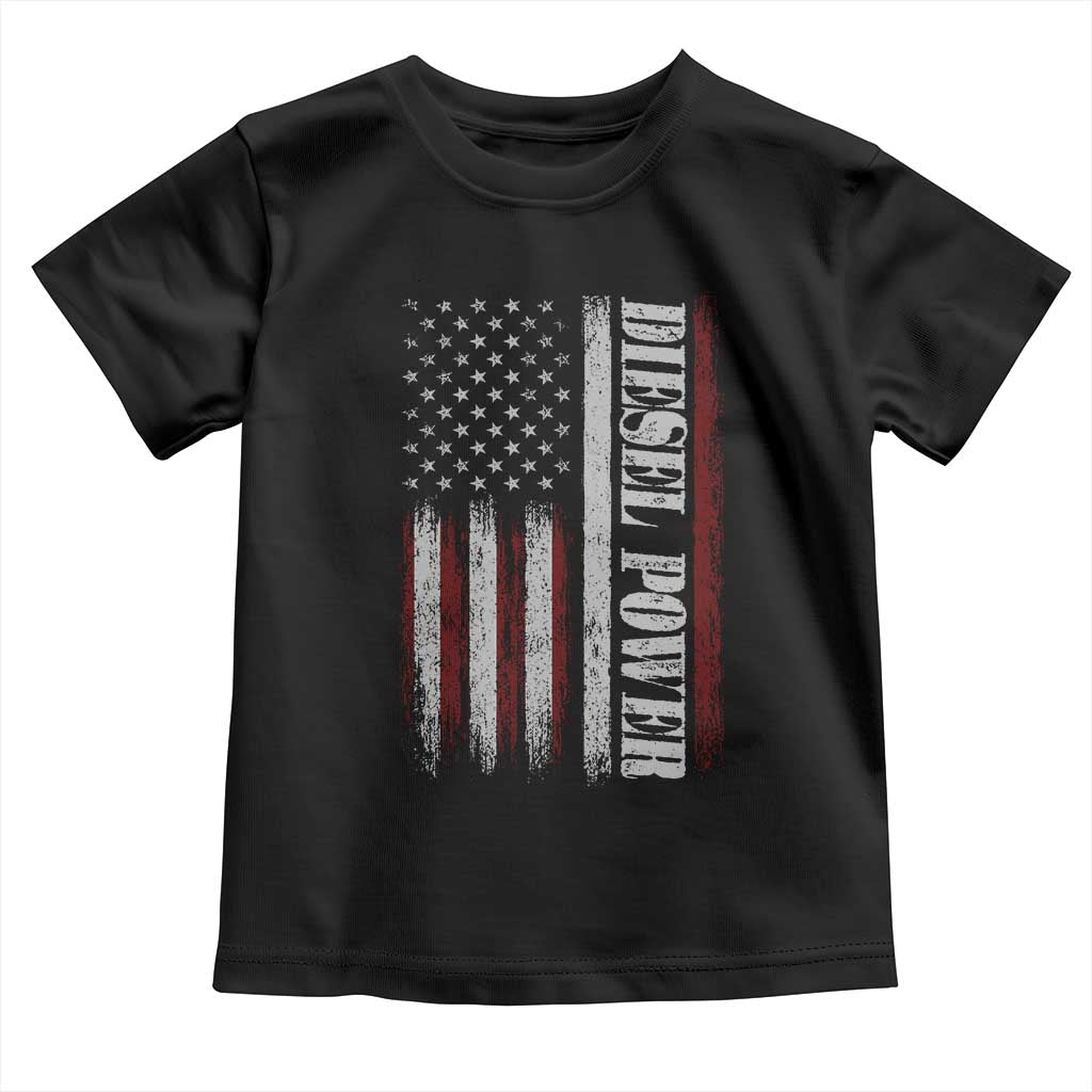 Vintage Distressed Mechanic Trucker Graphic Toddler T Shirt Diesel Power USA Flag TS10 Black Print Your Wear