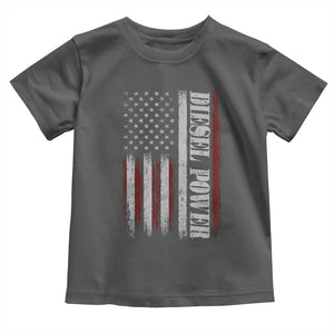 Vintage Distressed Mechanic Trucker Graphic Toddler T Shirt Diesel Power USA Flag