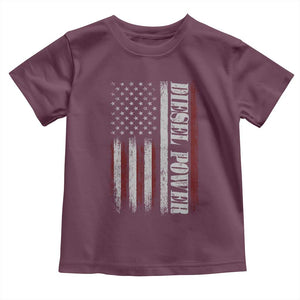 Vintage Distressed Mechanic Trucker Graphic Toddler T Shirt Diesel Power USA Flag