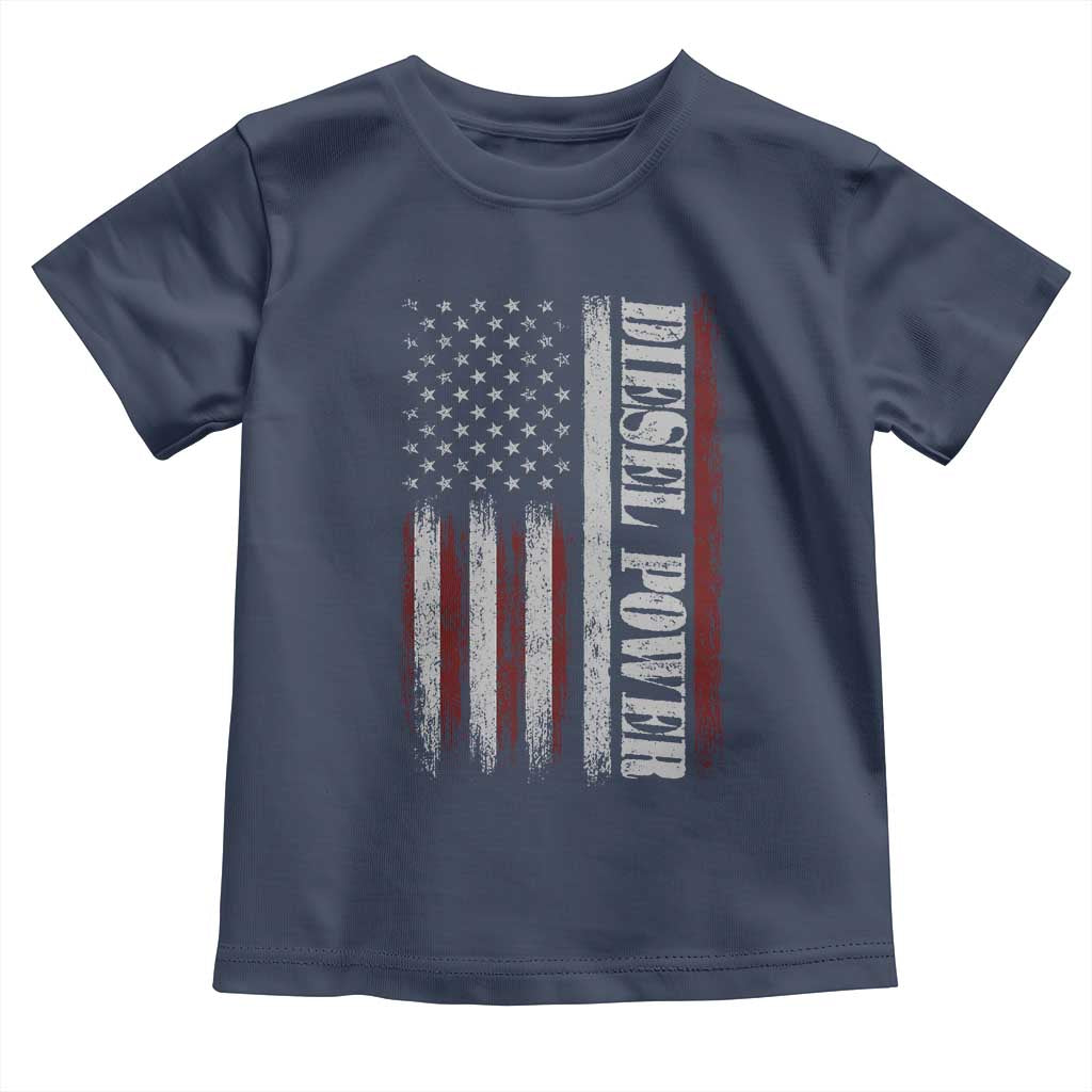Vintage Distressed Mechanic Trucker Graphic Toddler T Shirt Diesel Power USA Flag