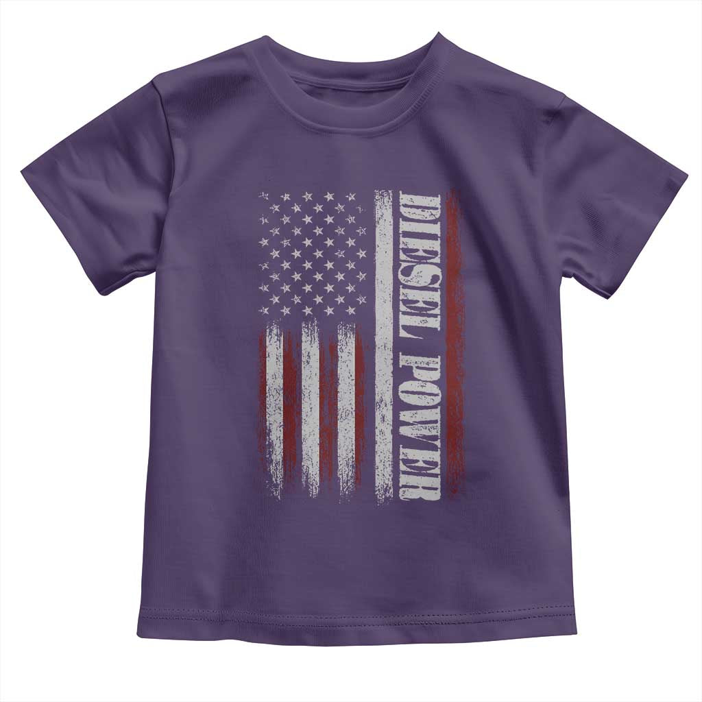 Vintage Distressed Mechanic Trucker Graphic Toddler T Shirt Diesel Power USA Flag