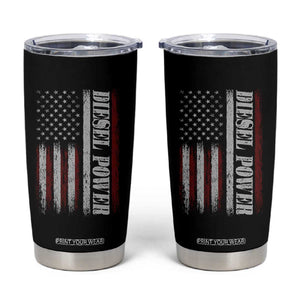 Vintage Distressed Mechanic Trucker Graphic Tumbler Cup Diesel Power USA Flag