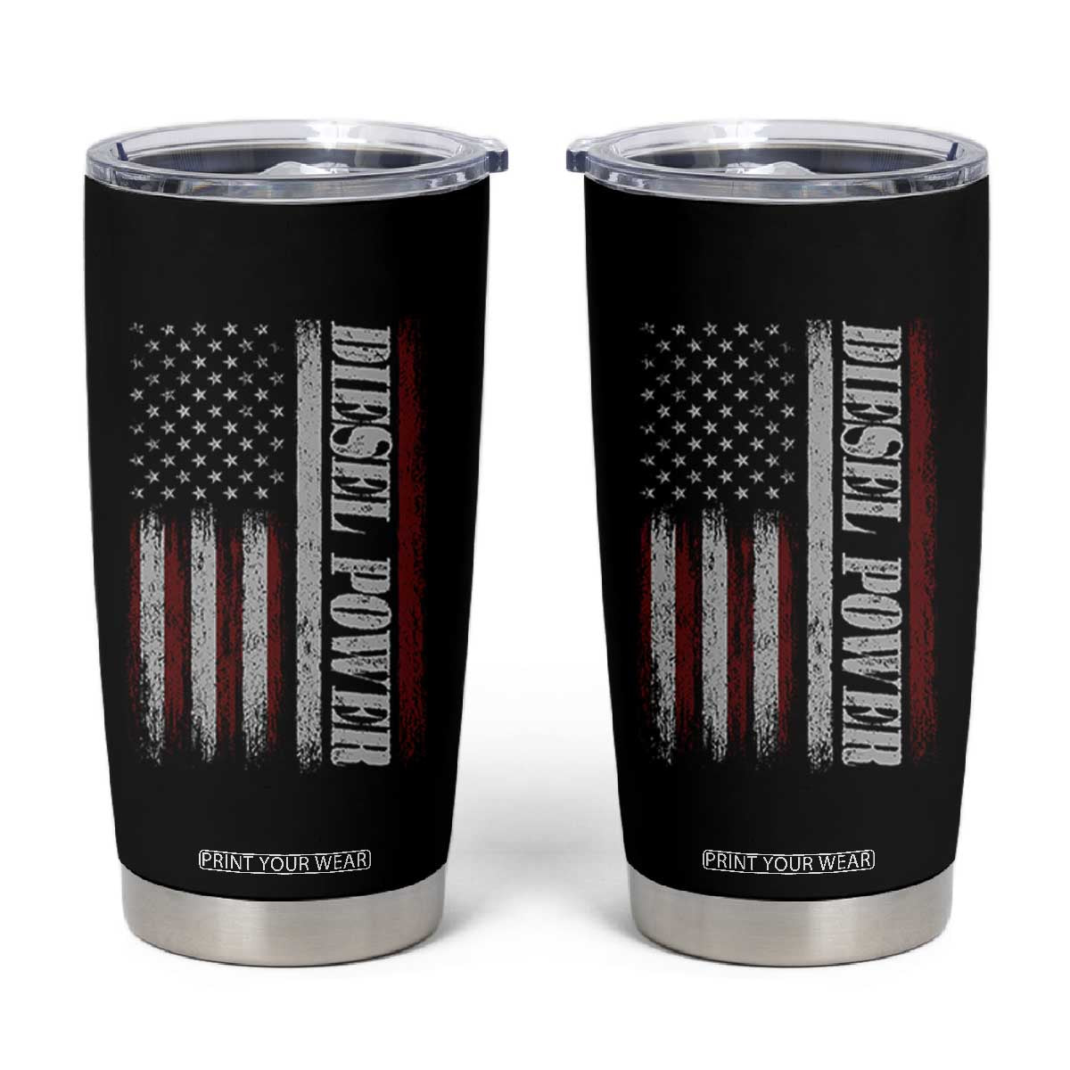 Vintage Distressed Mechanic Trucker Graphic Tumbler Cup Diesel Power USA Flag TS10 Black Print Your Wear
