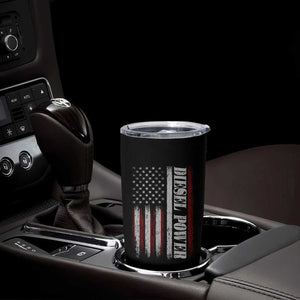Vintage Distressed Mechanic Trucker Graphic Tumbler Cup Diesel Power USA Flag