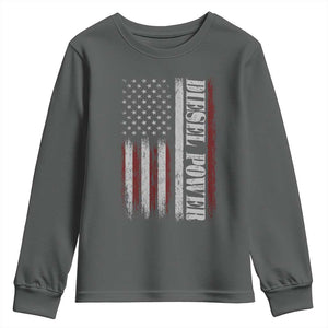 Vintage Distressed Mechanic Trucker Graphic Youth Sweatshirt Diesel Power USA Flag