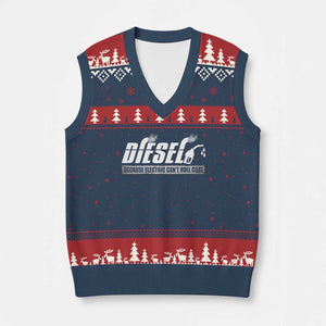 Diesel Because Electric Cars Can't Roll Coal Truck V-Neck Knit Sweater Vest Trucker Mechanic Graphic