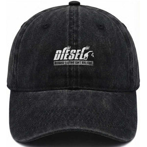Diesel Because Electric Cars Can't Roll Coal Truck Washed Cotton Baseball Cap Trucker Mechanic Graphic