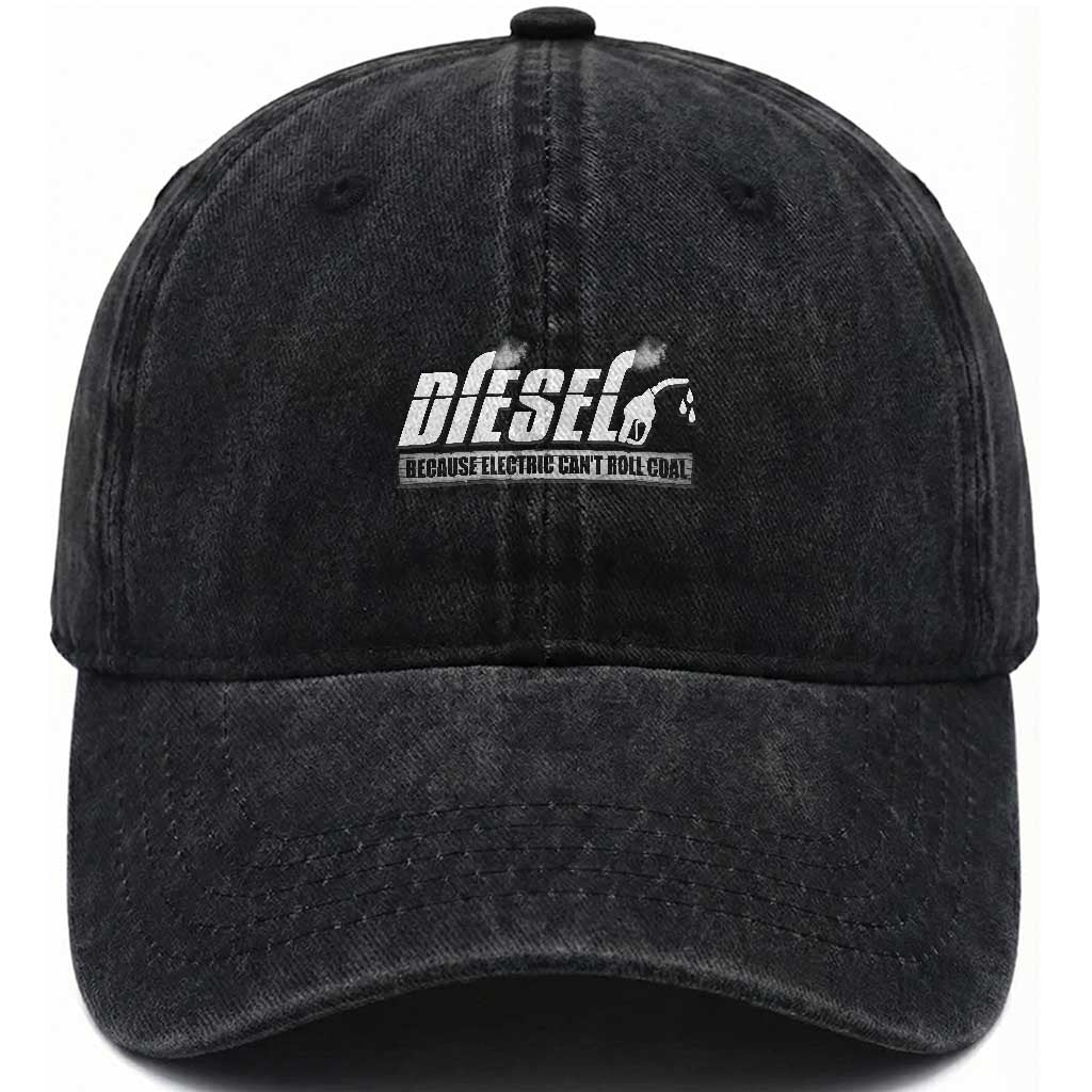 Diesel Because Electric Cars Can't Roll Coal Truck Washed Cotton Baseball Cap Trucker Mechanic Graphic TS10 Print Your Wear