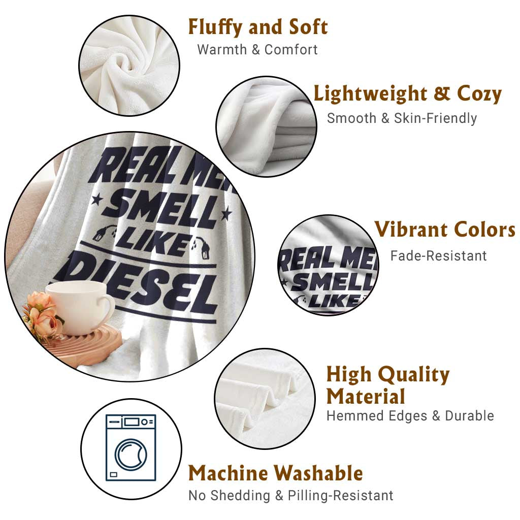 Real Men Smell Like Diesel Truck Mechanic Humor Throw Blanket