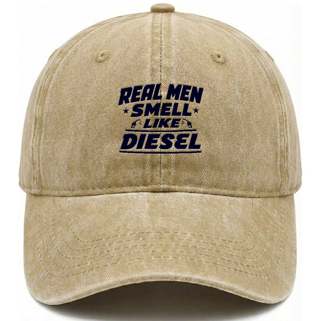 Real Men Smell Like Diesel Truck Mechanic Humor Washed Cotton Baseball Cap TS10 Print Your Wear