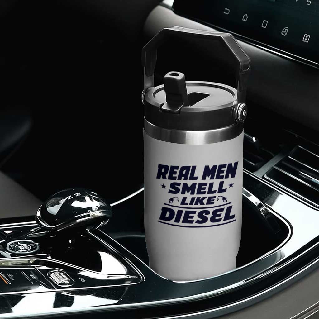 Real Men Smell Like Diesel Truck Mechanic Humor Flip Straw Tumbler