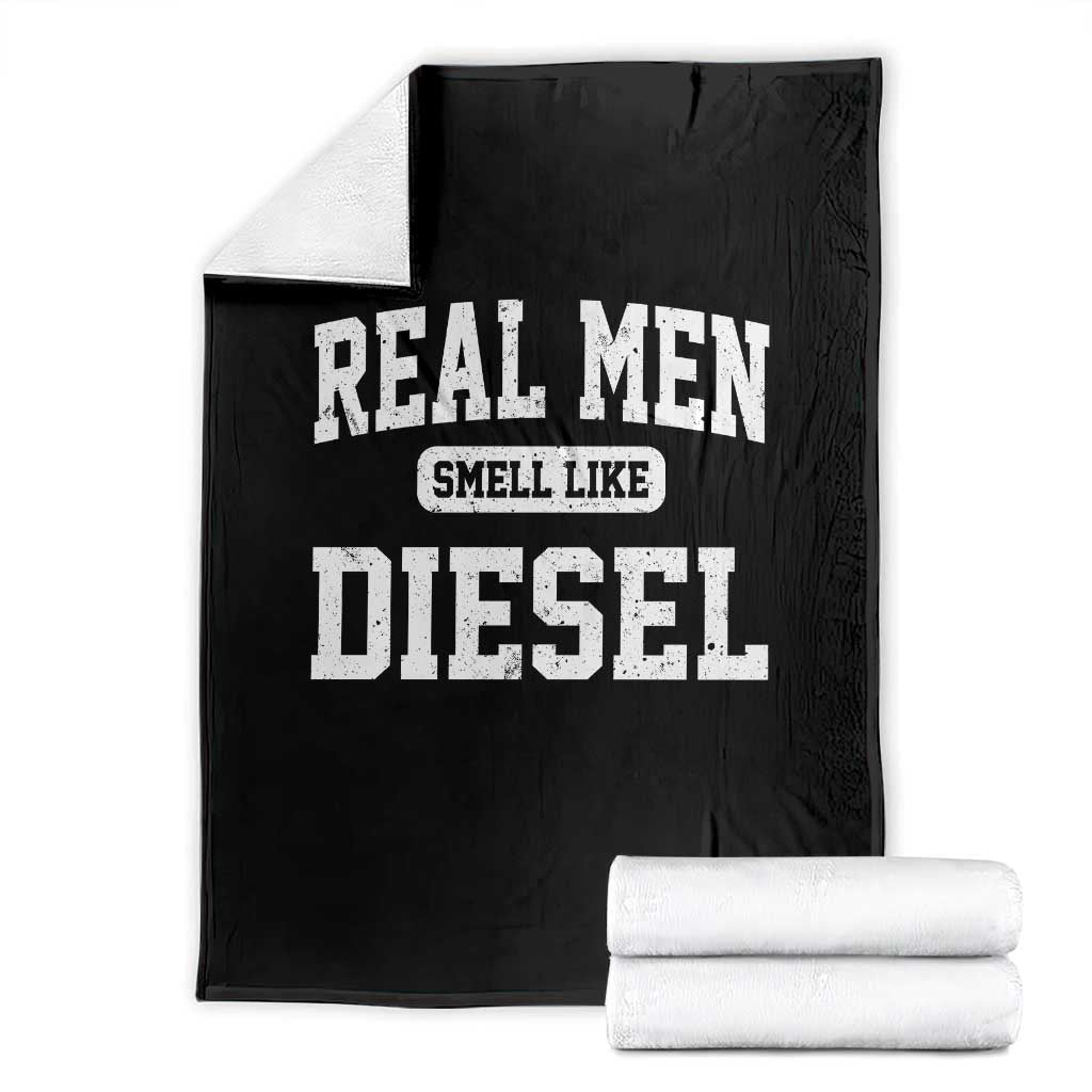 Funny Truck Mechanic Throw Blanket Real Men Smell Like Diesel