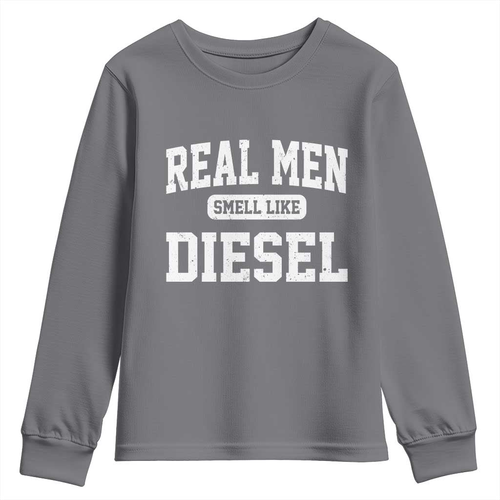 Funny Truck Mechanic Youth Sweatshirt Real Men Smell Like Diesel