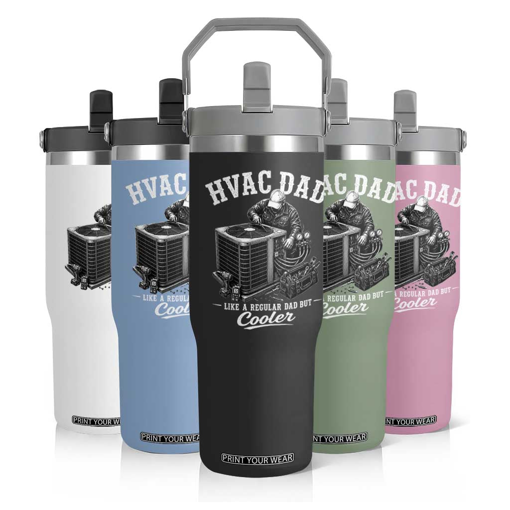 HVAC Dad Flip Straw Tumbler Funny Technician Fathers Day Graphic