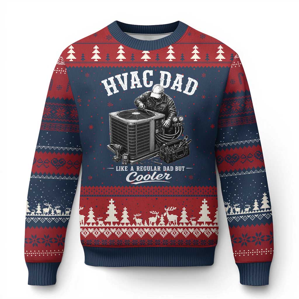 HVAC Dad Ugly Christmas Sweater Funny Technician Fathers Day Graphic