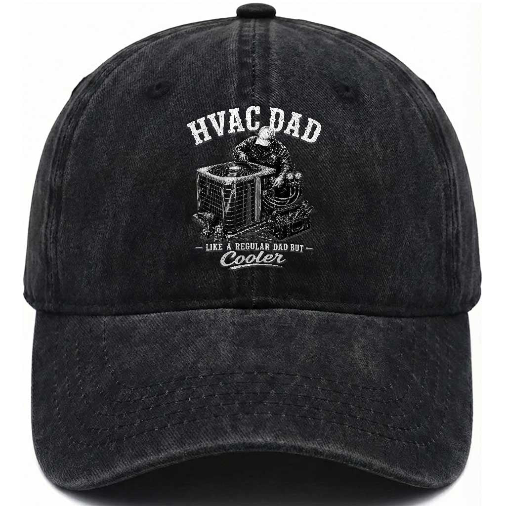 HVAC Dad Washed Cotton Baseball Cap Funny Technician Fathers Day Graphic TS10 Print Your Wear